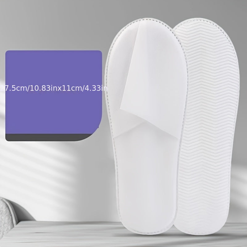 10 Pcs White Non-Slip Disposable Slippers for Hotel Travel Home