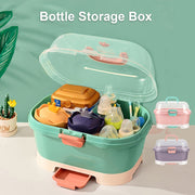 Baby Bottle Organizer with Drying Rack and Powder Container for Mess-Free Feeding