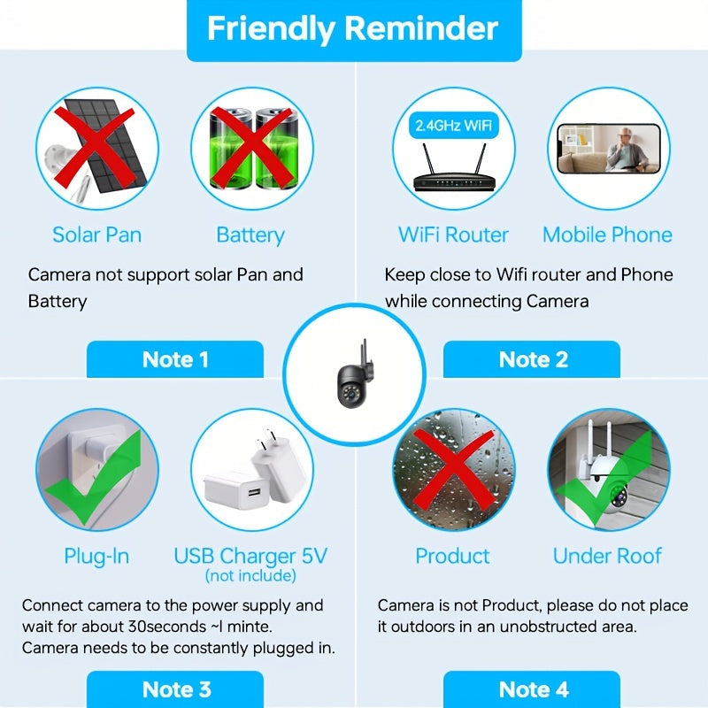 1080P HD WiFi Security Camera with Night Vision Two-Way Audio Pan Tilt Indoor