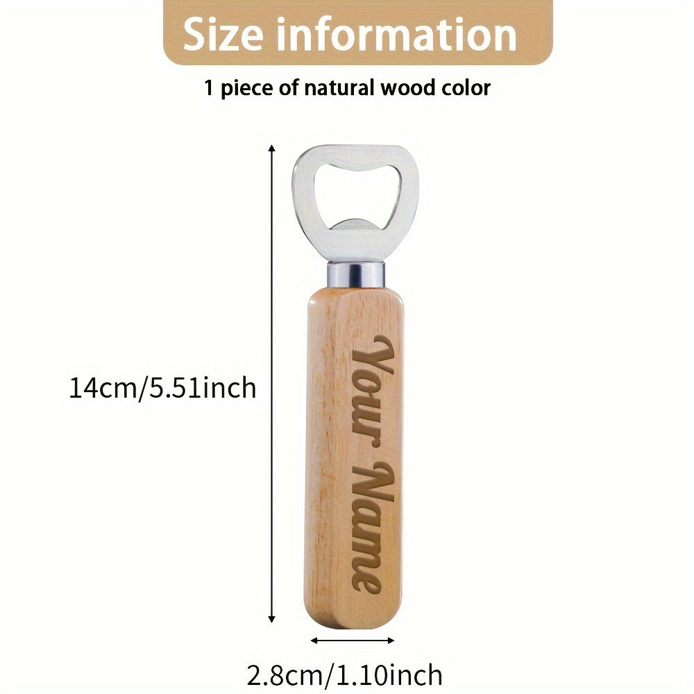 Custom Engraved Wooden Beer Bottle Opener with Stainless Steel Blade