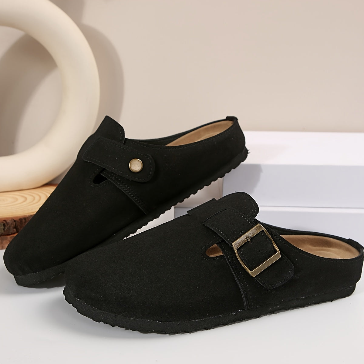 Women's Slip-On Round-Toe Flats Synthetic Upper Non-Slip Sole All-Season