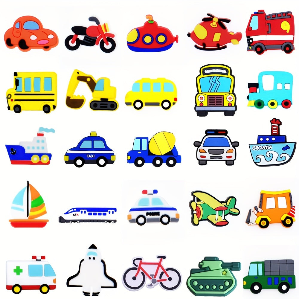 Unisex PVC Shoe Charms Pack of 7-25 Vehicle Boat Airplane Bike Decorations