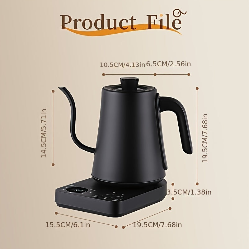 Electric Kettle 1L Stainless Steel Gooseneck for Pour Over Coffee Tea Black
