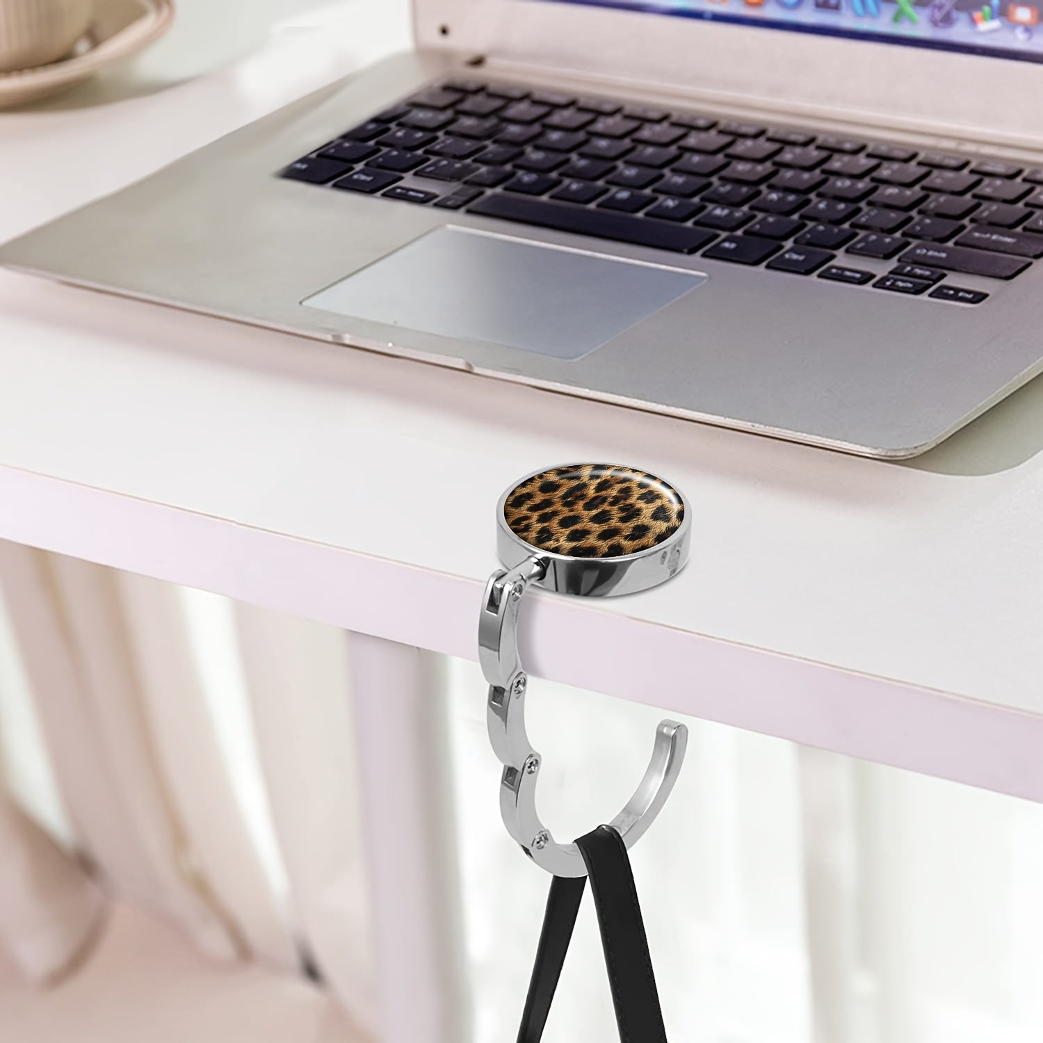 Leopard Print Foldable Purse Hanger Handbag Hook for Travel and Gifts