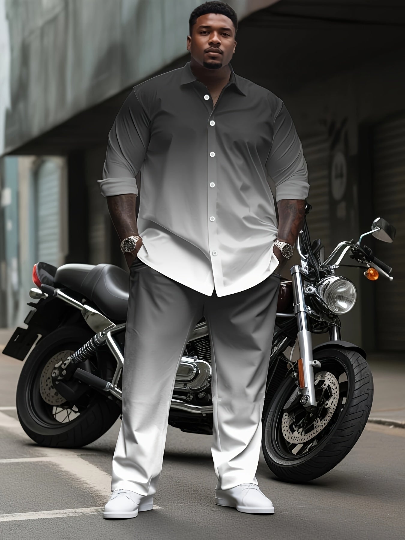 Men's Large Size Casual Suit Polyester Ombre Knit Regular Fit Lapel Sports