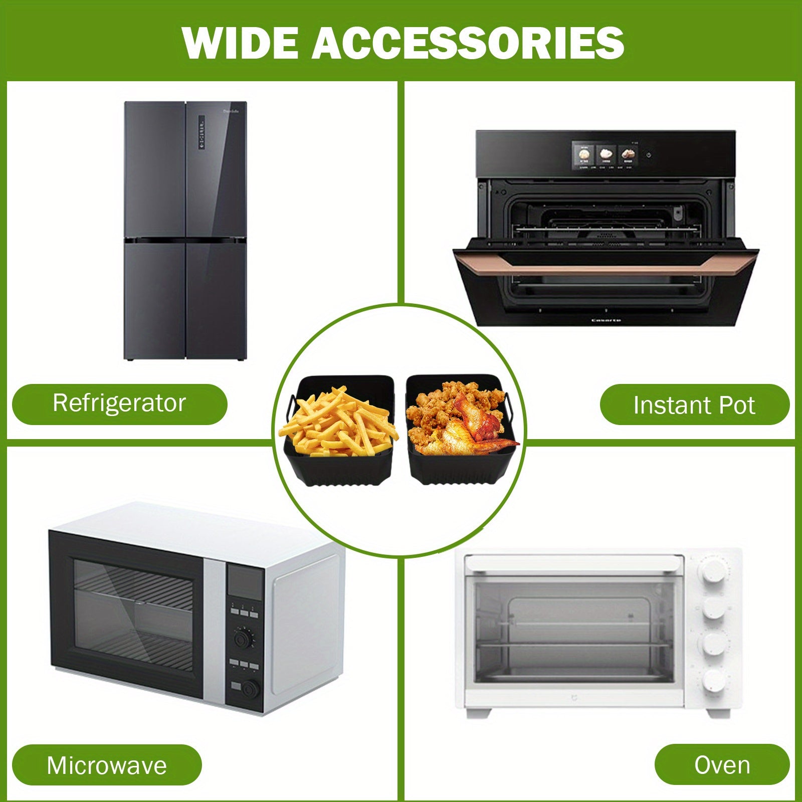 3pcs Air Fryer Tray Non-stick Silicone Liner Basket Reusable Oven Baking Pan