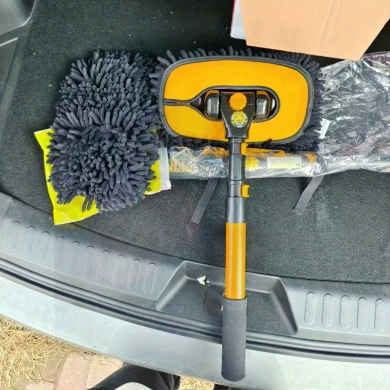 Mopa de lavado de coches telescópica de aluminio con cerdas suaves y mango extendido