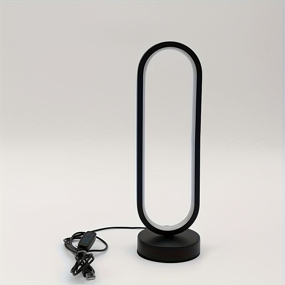 LED Desk Lamp with USB Port Dimmable Black and White Metal Base for Bedroom Living Room