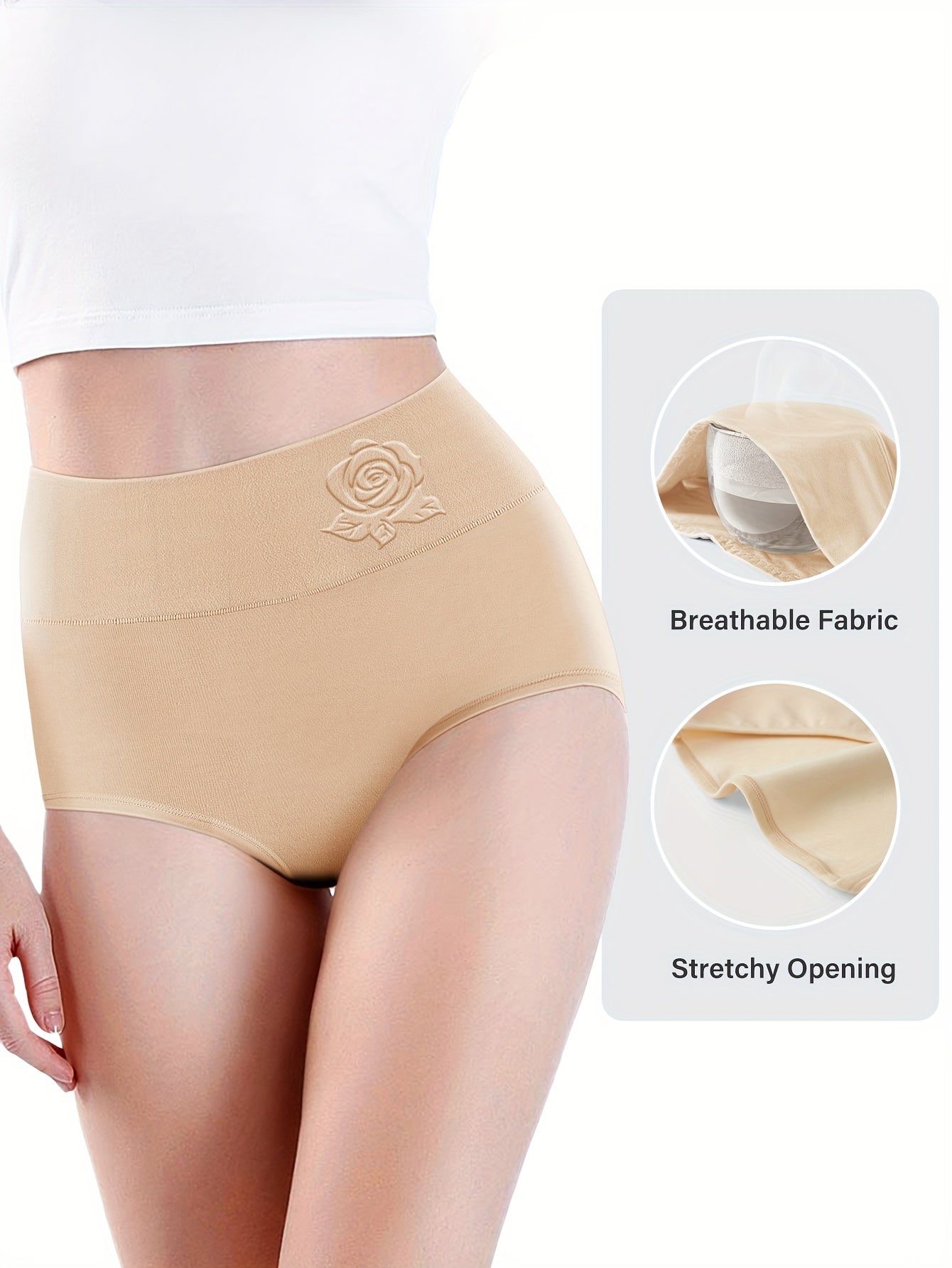 Set of 4 Floral Women's Cotton Briefs Comfortable Stretchy Underwear