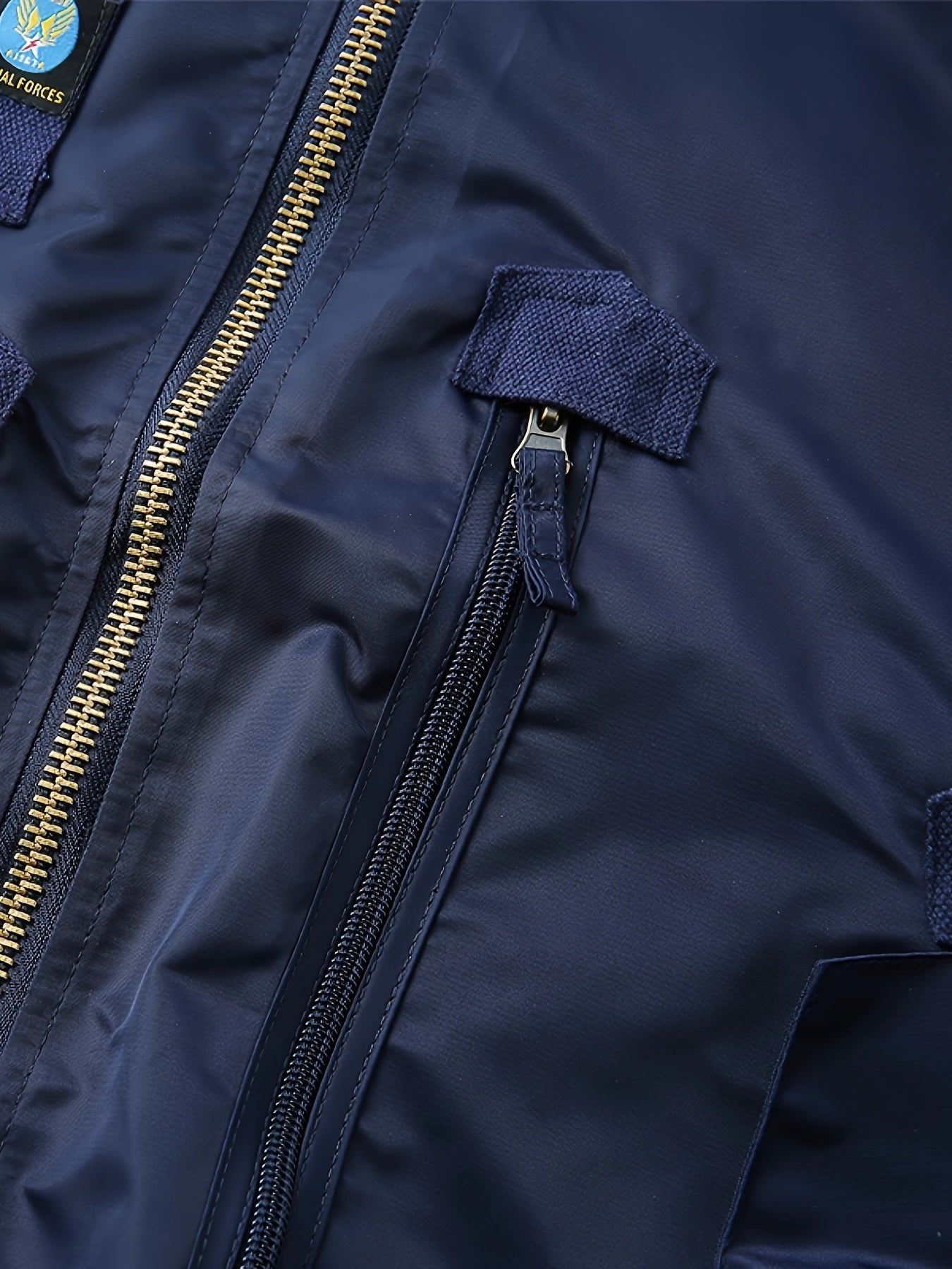 Мужская повседневная бомбер-куртка из полиамида с воротником-стойкой и застежкой-молнией