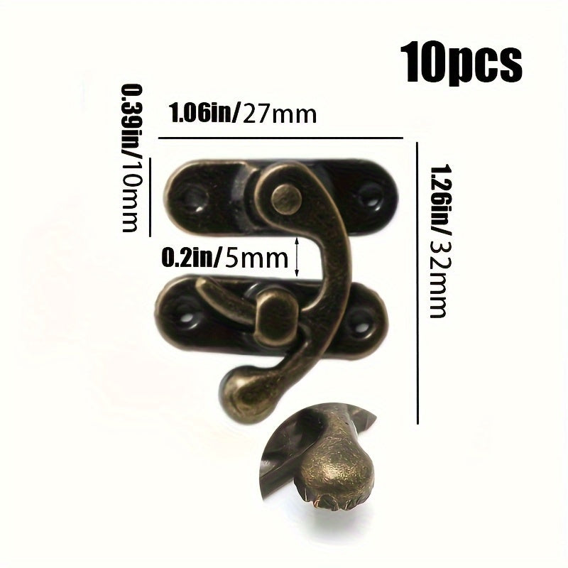 10pcs Antique Bronze Iron Padlock Hasps with Screws 27x32mm for Jewelry Boxes Furniture Hardware