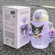 Portable Kuromi Water Bottle 690ml Plastic Straw Cup for Kids