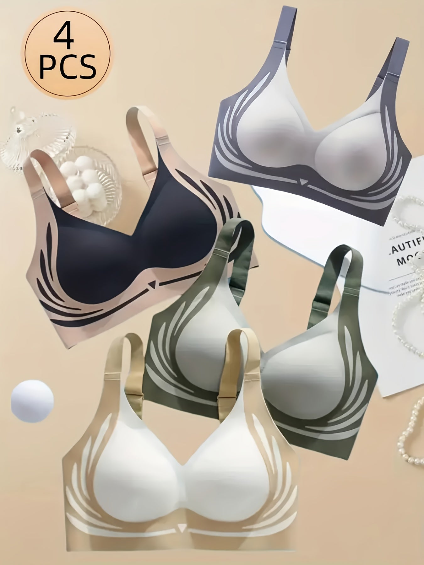 Women Seamless Sports Bras Plus Size High Support Non-Padded Black White Grey Navy