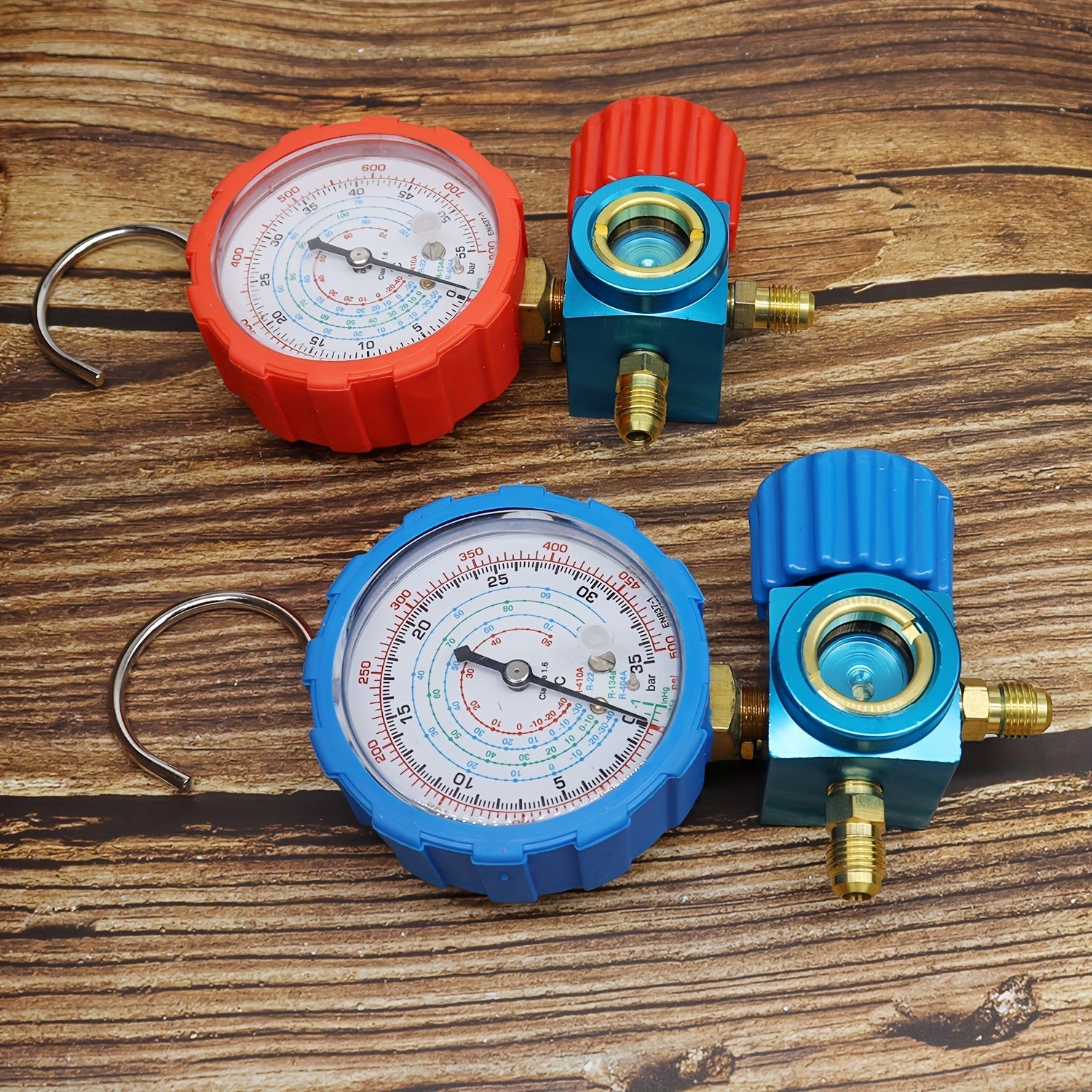 Three-Way Manifold Pressure Gauge Valve for R407C R22 R134a R404A Refrigerants