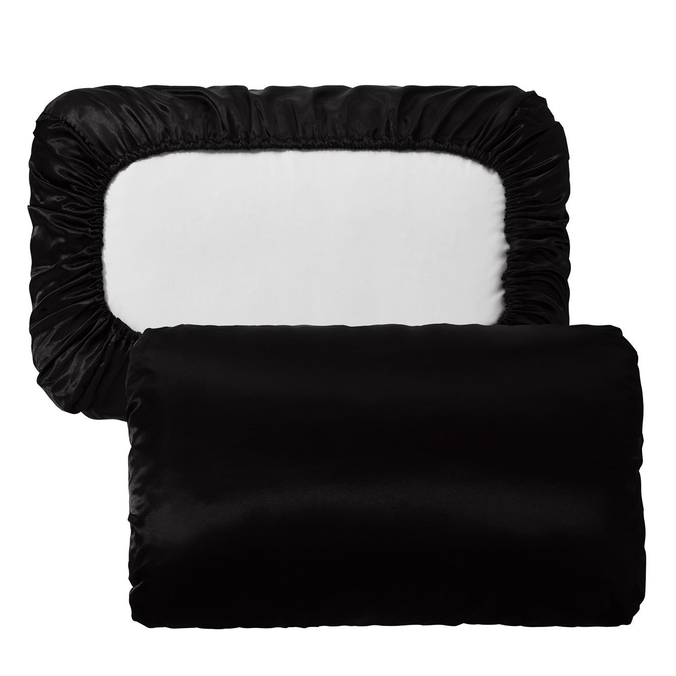 Fundas de almohada de satén transpirable con cordón elástico para un sueño cómodo, juego de dos