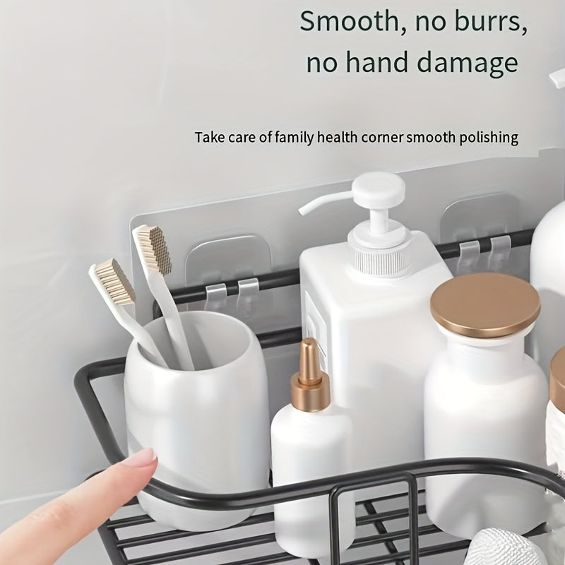 Estante de baño de metal para pared, sin taladro, organizador para artículos de tocador y suministros de cocina