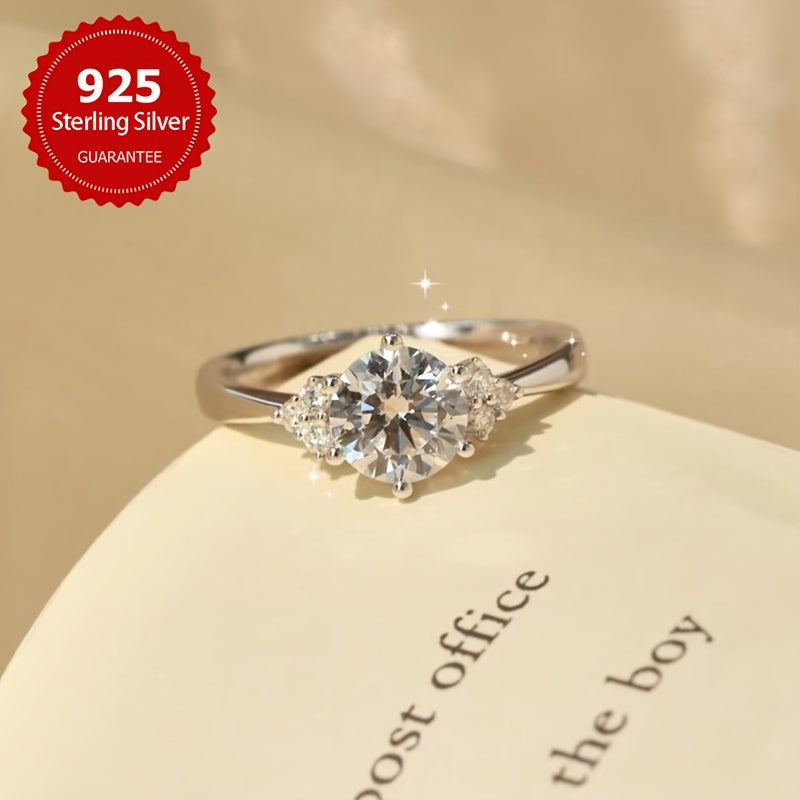 Anillo de compromiso de plata de ley con ala de ángel y moissanita de 1 quilate joyería nupcial