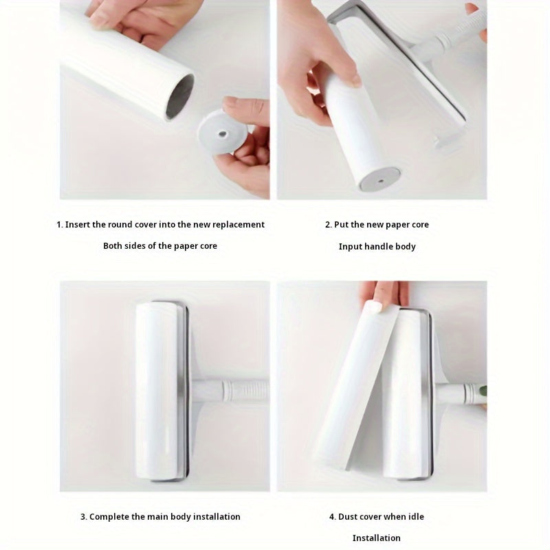 Telescopic Long Rod Dust Brush Set with Paper Rolls and Dust Cover