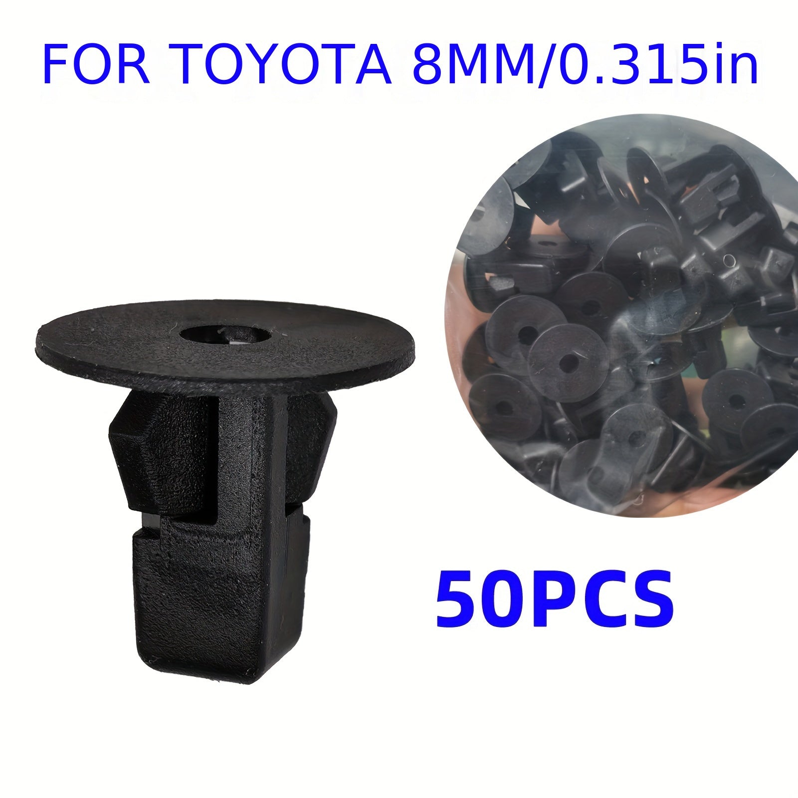Kit de sujetadores con 50 piezas, remaches de goma para orificios de 8 mm en el revestimiento de parachoques en color negro para vehículos