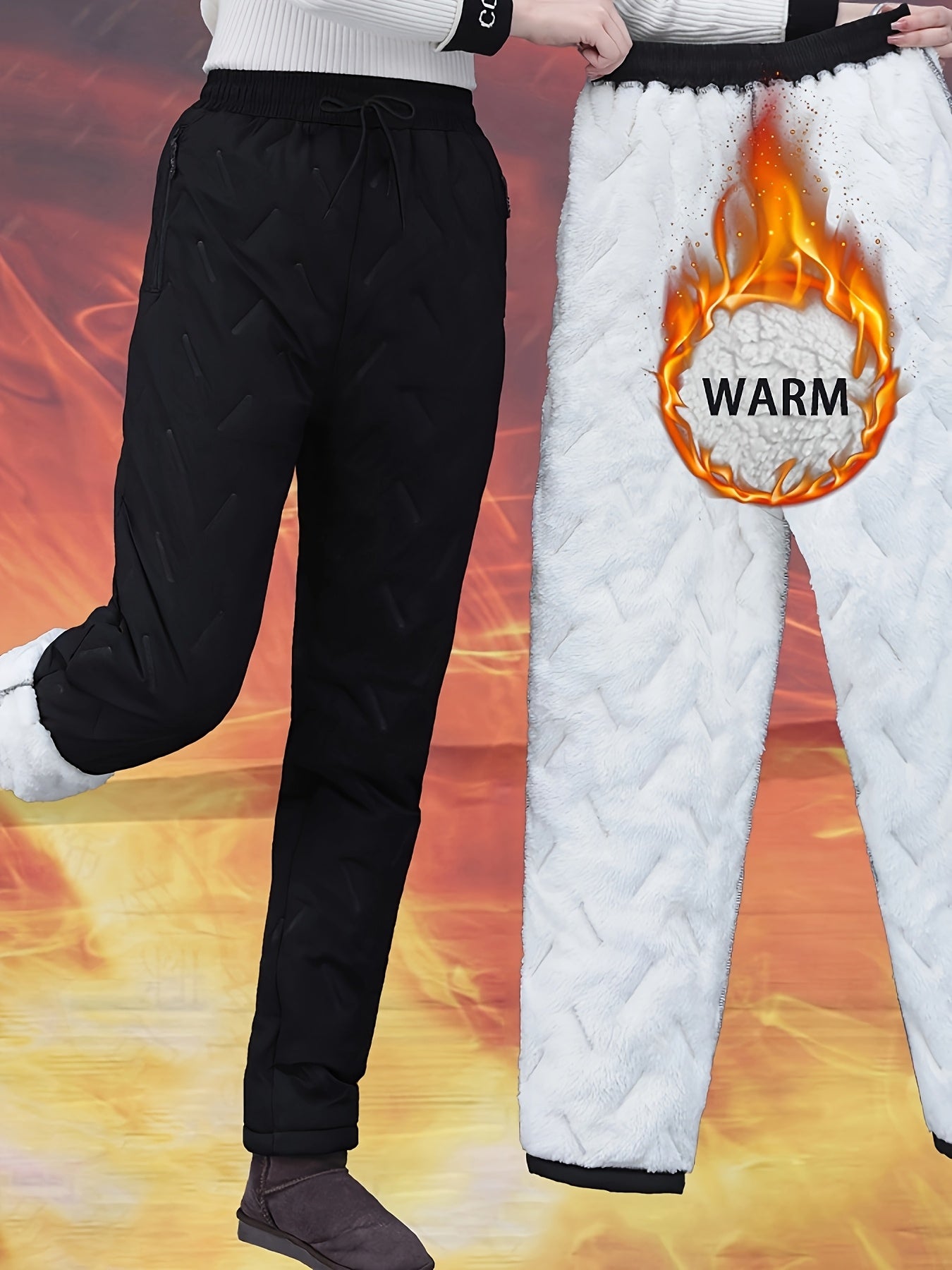 Plus Size Women's Thermal Pants High-Waisted Cold Weather Trousers
