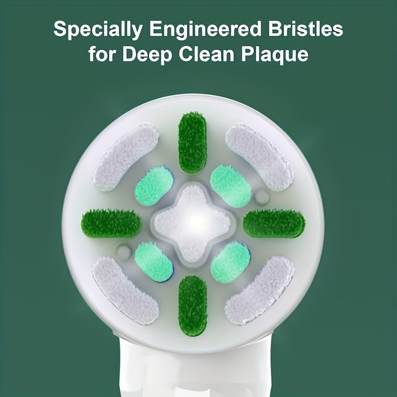 Pack of 8 White Green Electric Toothbrush Replacement Heads High-Density Bristles