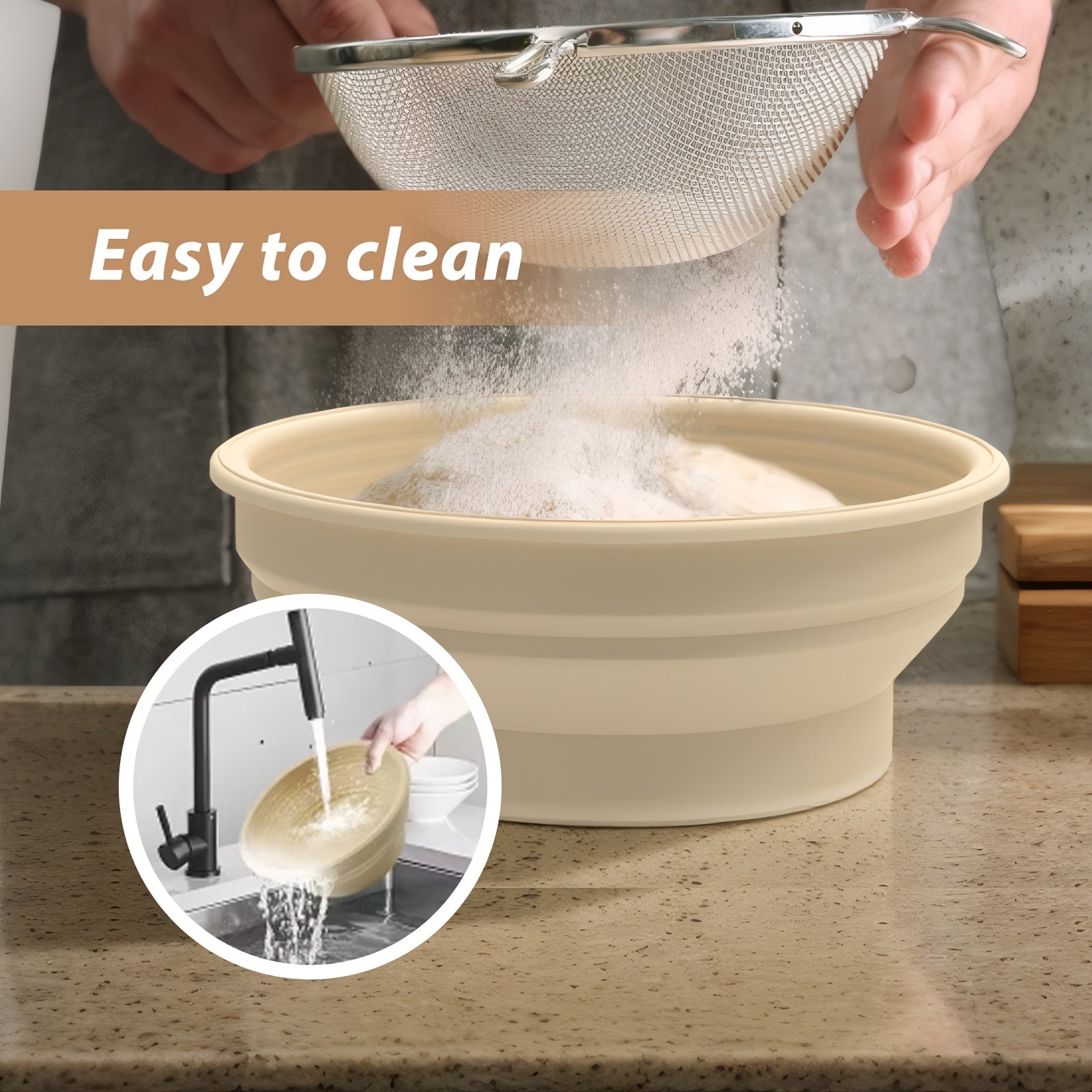 Cuenco de fermentación de silicona con control de temperatura y calefacción USB para pan y pasteles