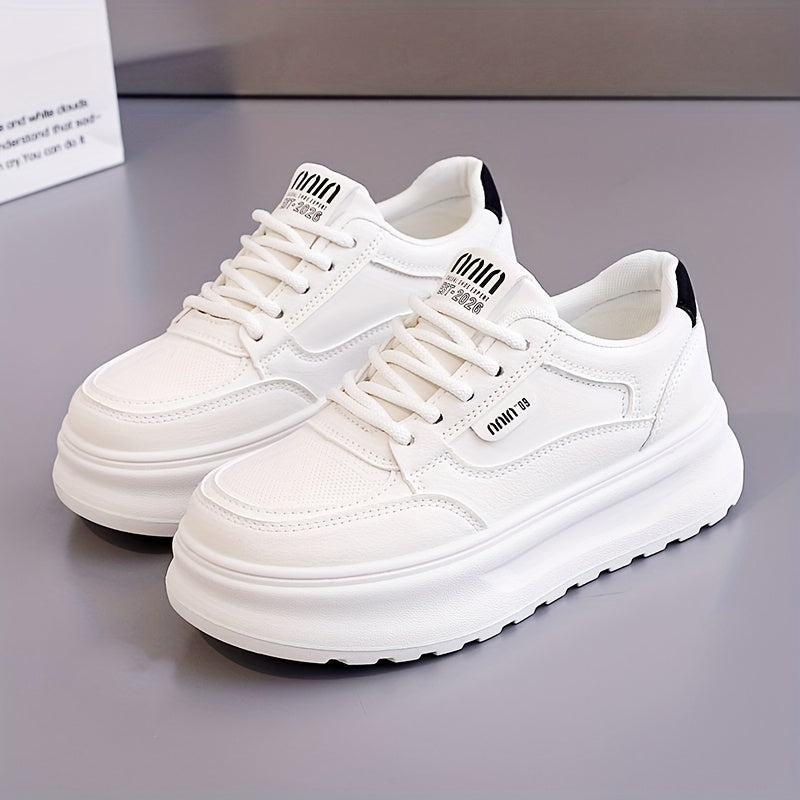 Women's Casual Sneakers Low Top Thick Sole Breathable Lace-Up All-Season