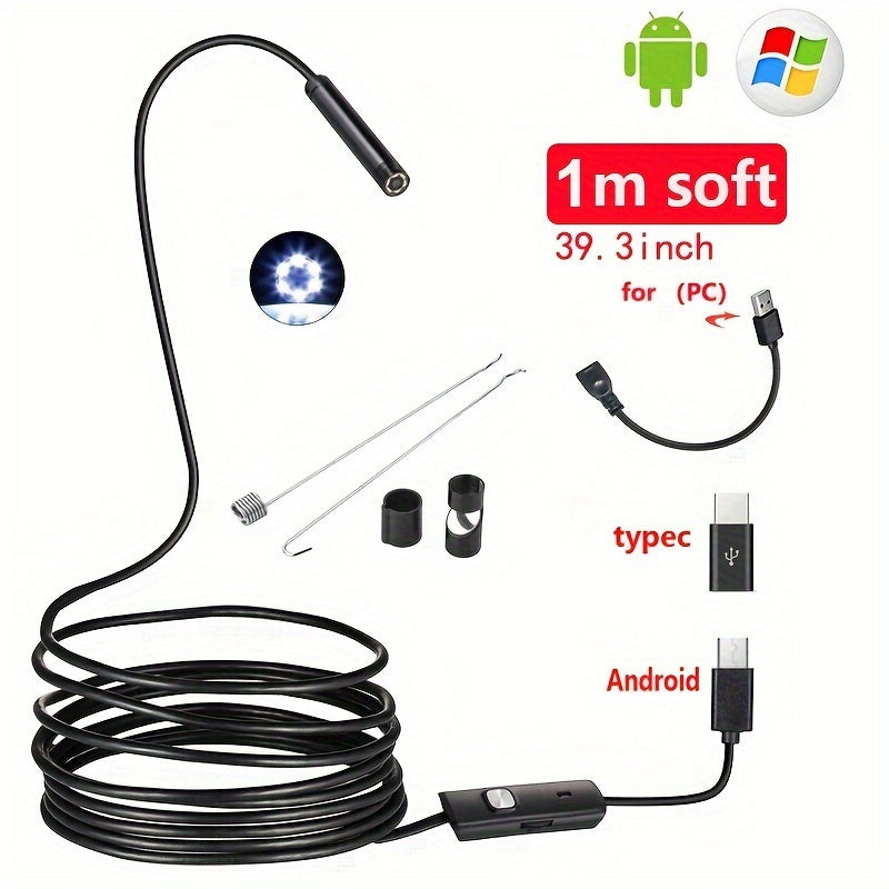 Industrial Endoscope Camera 5mm Diameter for Android Phones 1-10m Pipeline Inspection Automotive Repair Visual Inspection