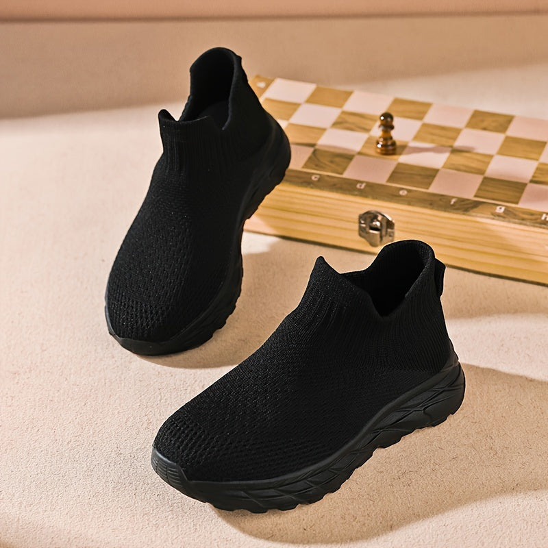 Kids Slip-On Sneakers Boys Girls Breathable Fabric Non-Slip Sole All-Season Low Top