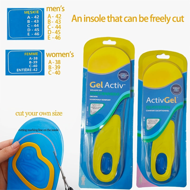 Unisex Silicone Shock Absorbing Gel Insoles 2 Pairs Cushioned Comfort