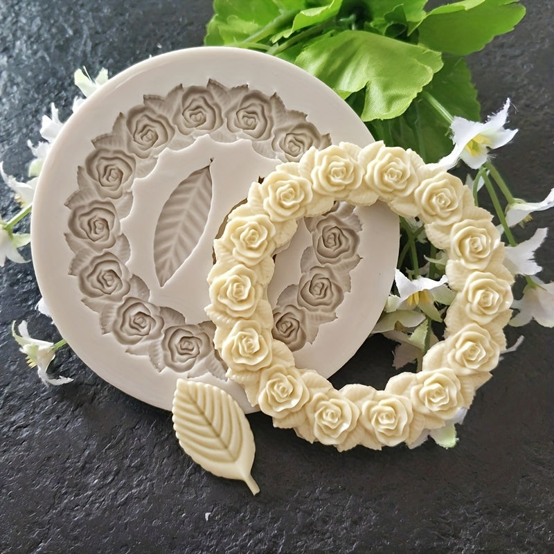 Silicone Mold for Cupcake Decorating Rose Heart Leaf Design Fondant Sugarcraft