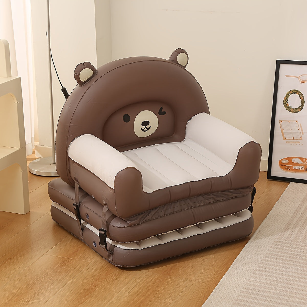Inflatable Teddy Bear Sofa Chair Portable Waterproof Stackable Indoor Outdoor