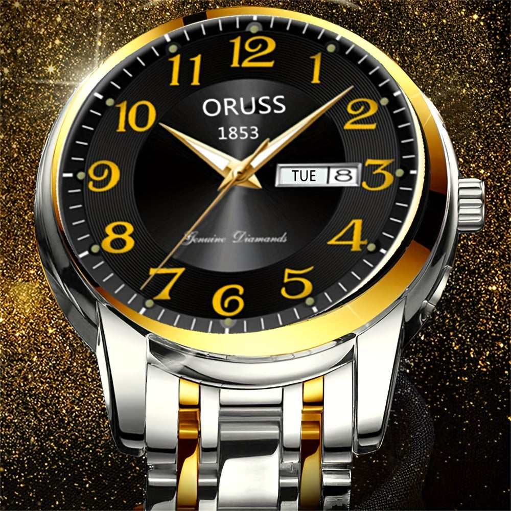 Men's Business Watch Digital Quartz Watch with Calendar and Alloy Case