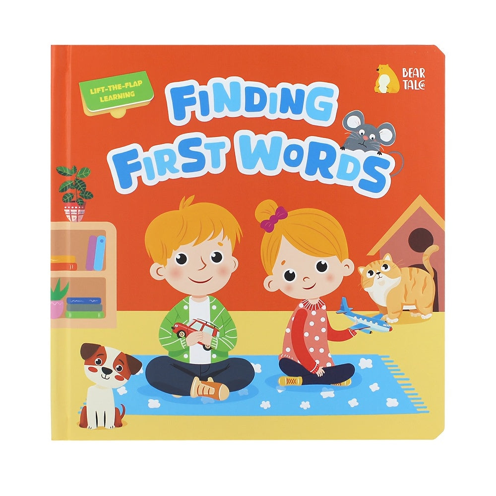 "Finding The First Word" kitobidagi interaktiv sahifa aylantirish, 1-3 yoshdagi bolalar uchun uyda va maktabgacha ta'lim muassasalarida qiziqarli ta'lim kitobi qiladi.