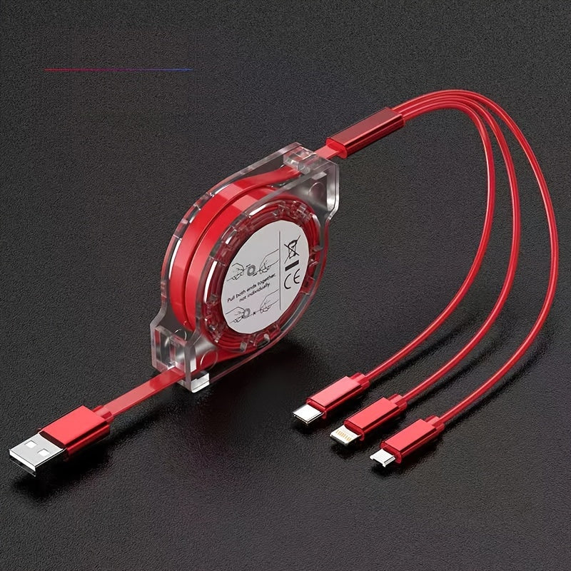 Multi-Device USB Charging Cable Flat PVC Compatible with iPhone, Samsung, Honor, Realme, Xiaomi