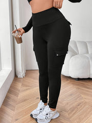 Women's Stretch Skinny Casual Pants with Pockets Solid Blue Comfort Fit