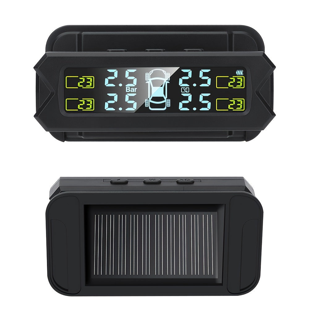 Wireless External Tire Pressure Monitoring System with Solar Bracket for Vehicles