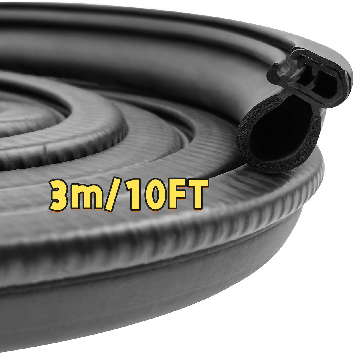 Car Seal Strip Waterproof Rubber Door Seal Tape for Cars Boats Trucks RVs 6.1m