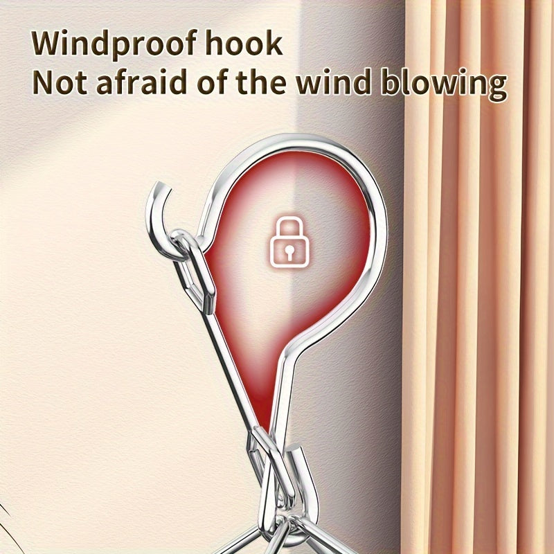 Estante para secar calcetines de acero inoxidable con clips y gancho giratorio para lavandería