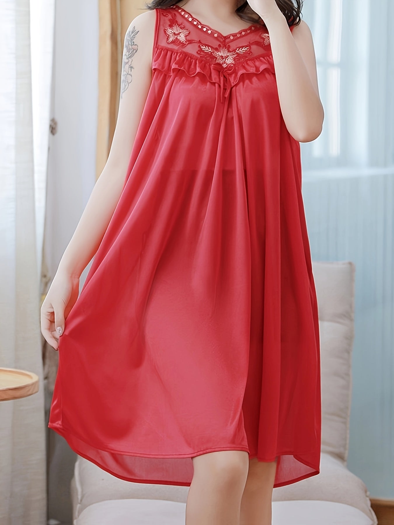 Women's Summer Nightgown Loose Fit Large Size Thin Sleepwear