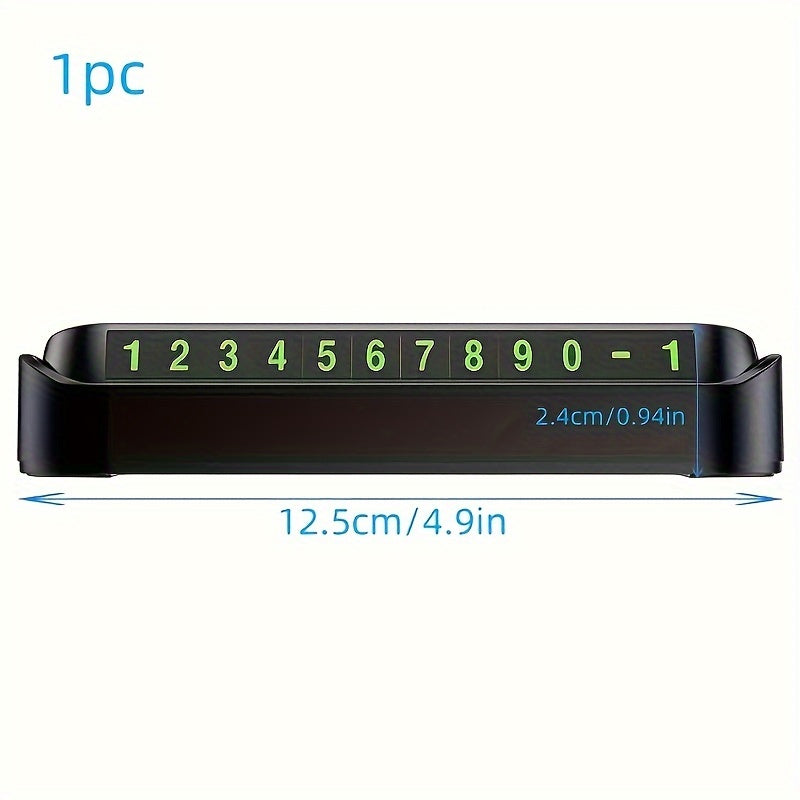 Durable Plastic Dashboard Parking Number Sign with Night Visibility