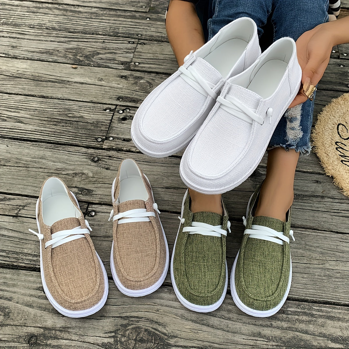 Women's Fabric Slip-On Shoes with TPU Sole and Fabric Insole All-Season Casual Footwear