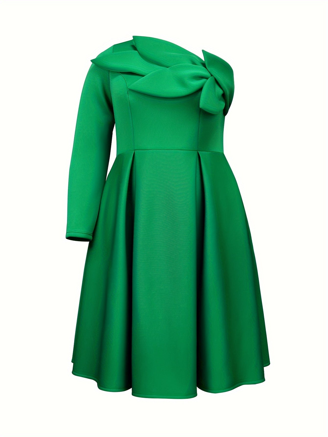 Women's One-Shoulder Long Sleeve Midi Dress with Petal Details for Weddings