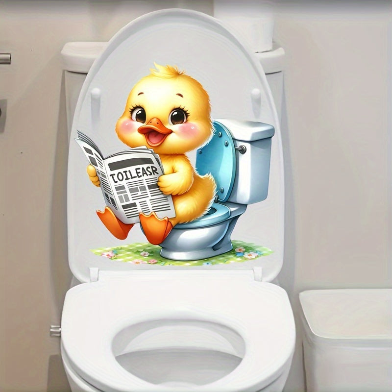 Cute Duckling Bathroom Decal Waterproof Self-Adhesive Animal Theme Square Reusable Decor