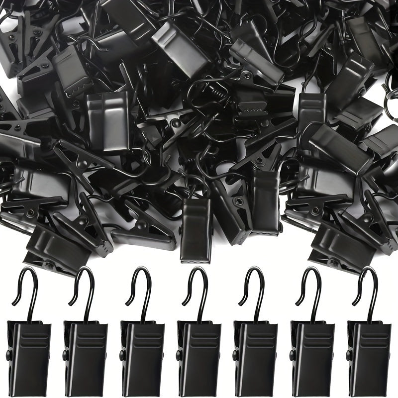 Set of 100 Black Stainless Steel Curtain Clips for Hanging Curtains Tents and Party Decor