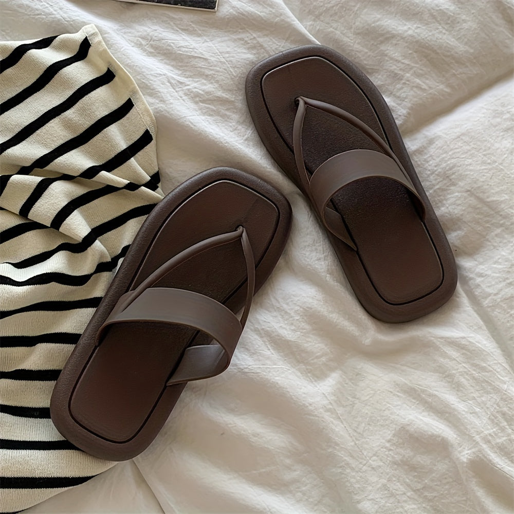 Женские шлепанцы однотонного цвета с мягкой ПВХ подошвой, легкие и нескользящие для повседневной носки на побережье.