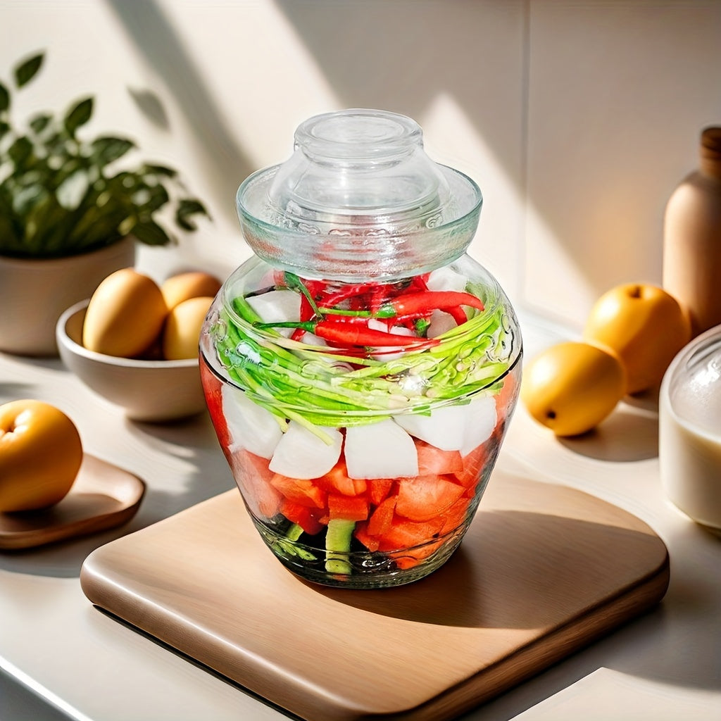 Glass Pickle Fermentation Jar 2500ml Water Seal Lid for Making Pickles Sauerkraut