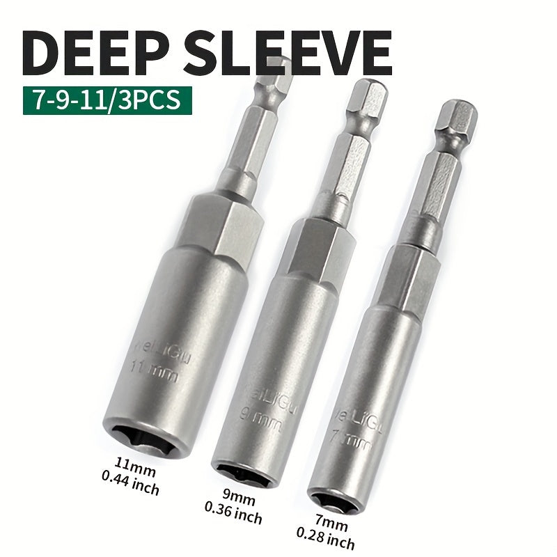 Juego de llaves de vaso profundo de 30mm, acero de vanadio cromado, llave hexagonal extendida, no magnética