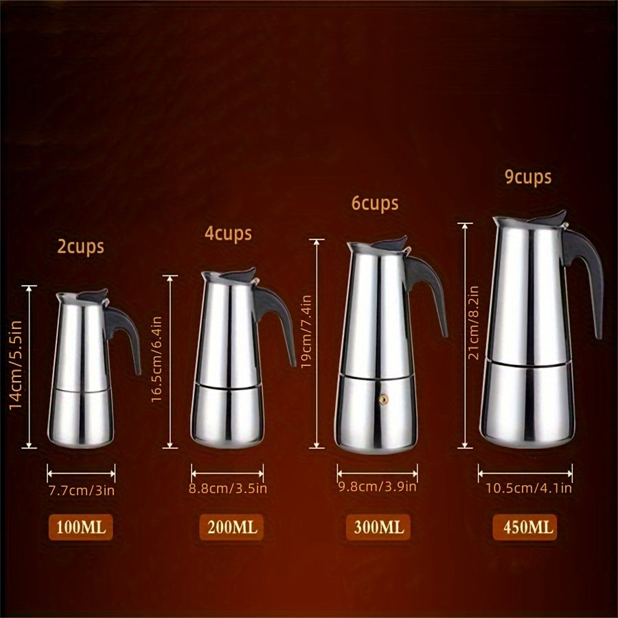 Cafetera moka de acero inoxidable de 150ml, cafetera espresso manual para hogar y restaurante