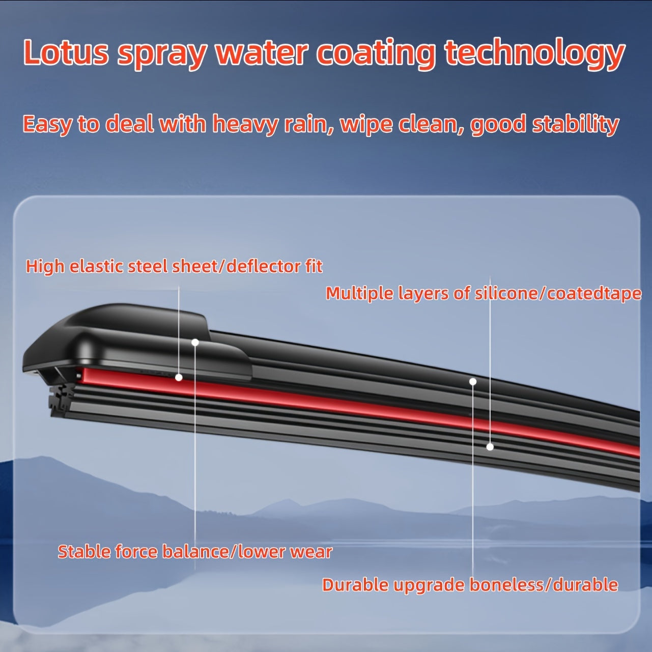 Automotive Dual-Track U-Type Wiper Blade Durable Rubber Quiet